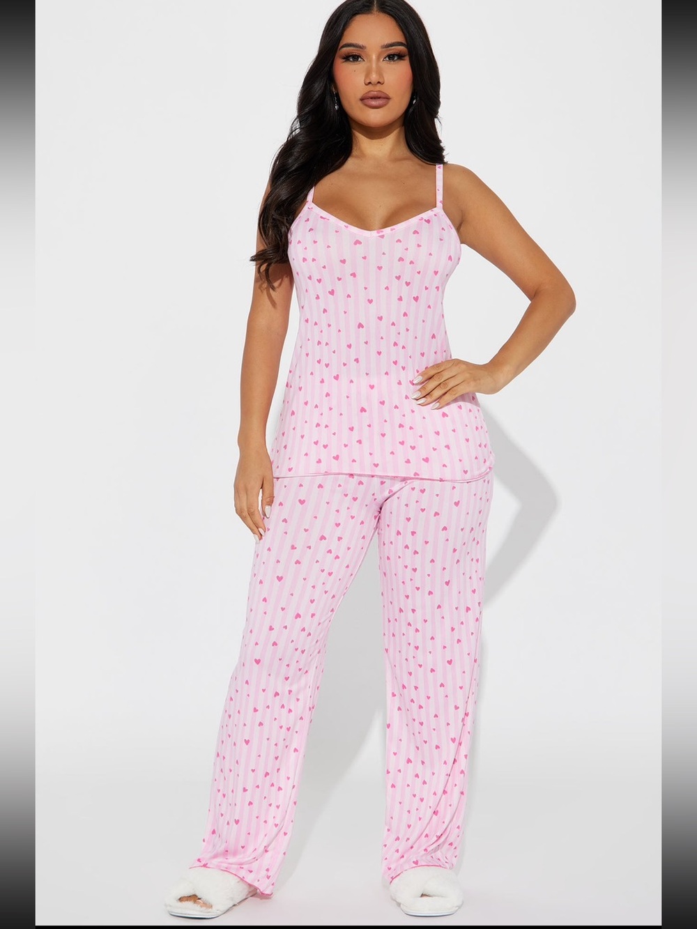 Pink Heart & Striped Cami Pajama Set